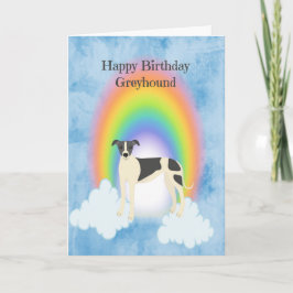 Pet Birthday Card för ett greyhound med regnbåge Kort