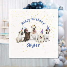 Pet Birthday Hund Firande | Blå Pappersservett