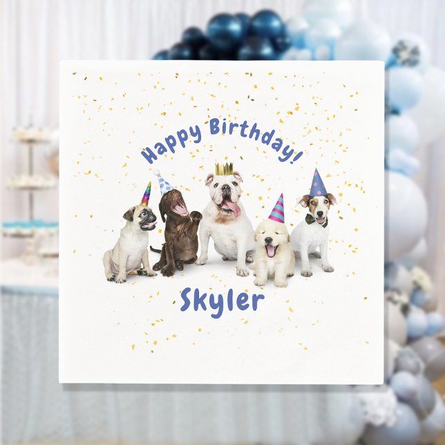Pet Birthday Hund Firande | Blå Pappersservett (Skapare uppladdad)