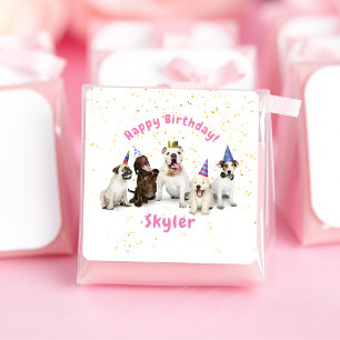 Pet Birthday Hund Firande ROSA Fyrkantigt Klistermärke
