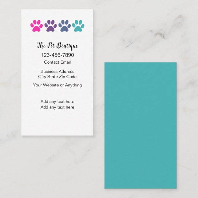 Pet Boutique Trendy Simple Business Card Visitkort (Fram/baksida)