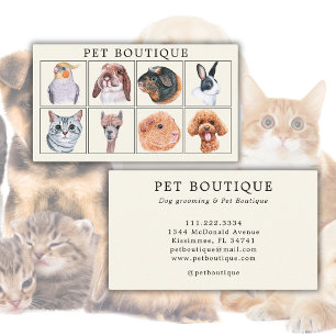 Pet Boutique Watercolor Animals Visitkort