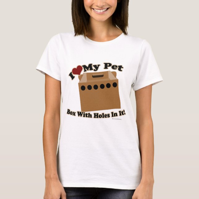 Pet Box med Hål Funny Animal Tecknad Slogan T-shirt (Framsida)