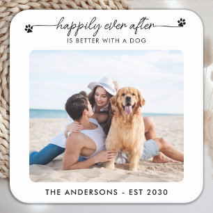 Pet Bröllop Anpassningsbar Photo Hund lyckligtvis  Underlägg Papper Kvadrat