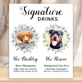 Pet Bröllop Hund Namnteckning Drinks Anpassningsba Poster
