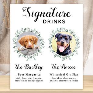 Pet Bröllop Hund Namnteckning Drinks Anpassningsba Poster