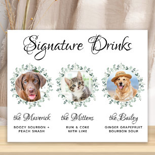 Pet Bröllop Hund Pub Namnteckning Drinks 3 Photo Poster