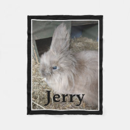 Pet Bunny Memorial Single Photo and Namn Fleecefilt