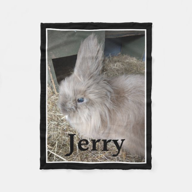 Pet Bunny Memorial Single Photo and Namn Fleecefilt (Framsidan)