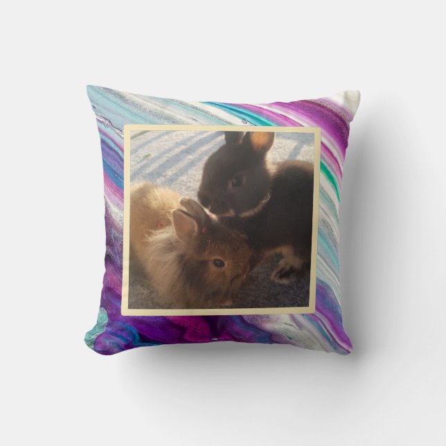 Pet bunny photo - colourful  kudde (Framsida)