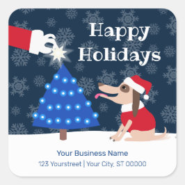 Pet Business-julen, Hund och Santa Fyrkantigt Klistermärke