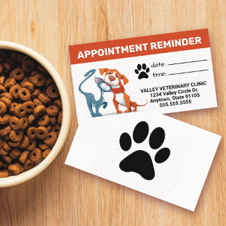 Pet Business Möte Reminder Card Tidsbeställning Kort