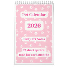 Pet Calendar 2026