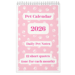Pet Calendar 2026 Kalender