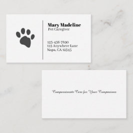 Pet Caregiver Clean Modern Pet Sitters Dog Walkers Visitkort