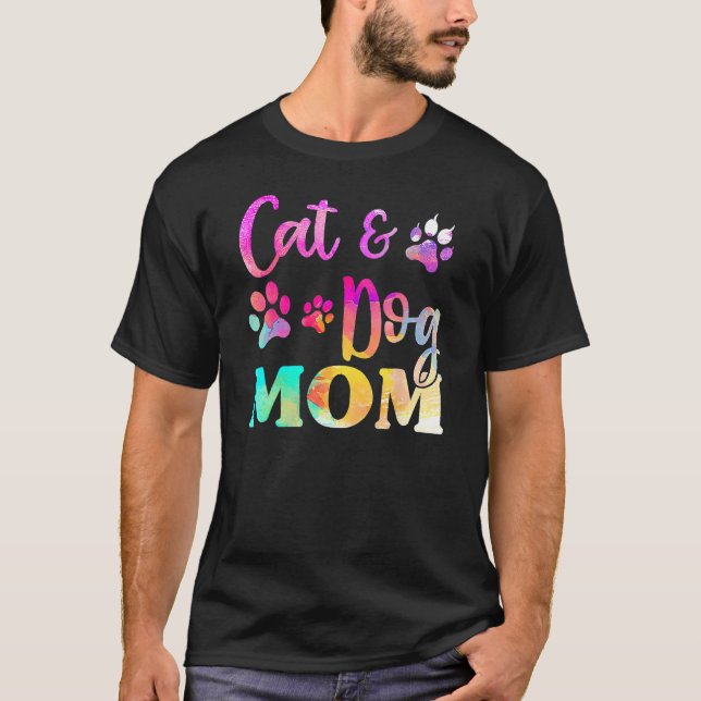 Pet Cat And Dog Mom Tie Dye  Mother s Day Womens T Shirt (Framsida)
