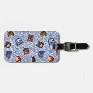 Pet Cat Blue Polka dots Kitten Watercolor Bagagebricka