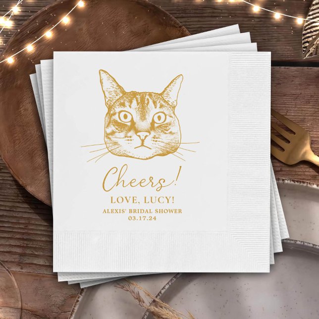 Pet Cat Cheers Anpassningsbar Cocktail Napkin Pappersservett (Skapare uppladdad)