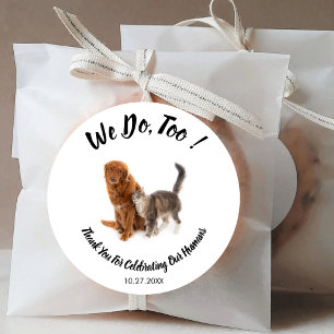 Pet Cat Hund Bröllop vi gör för Doggie Bag Bröllop Runt Klistermärke