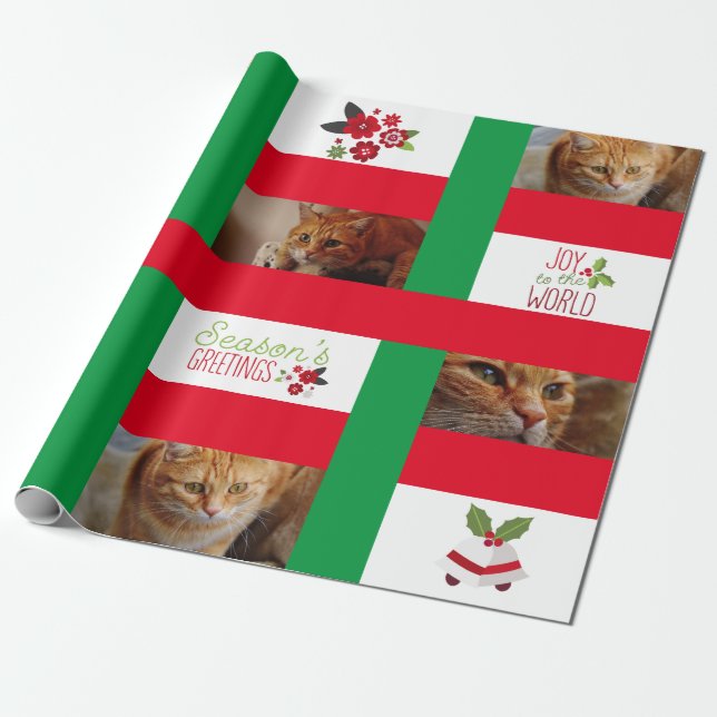 Pet Cat Hund Photo Personalize Juljul-Helgdag Presentpapper (Utrullad)