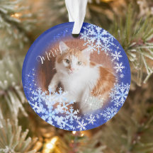 Pet Cat jul Blue Ornament
