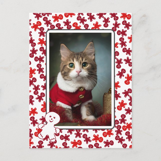 Pet Cat-julens personliga foto-Pepparkaksgubbe Helg Vykort (Framsida)