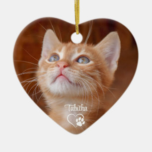 Pet Cat Kitten Photo Julgransprydnad Keramik