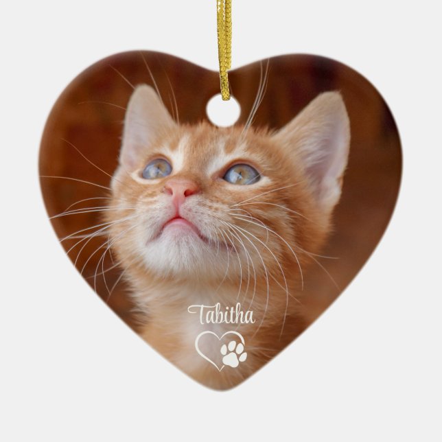 Pet Cat Kitten Photo Julgransprydnad Keramik (Framsidan)