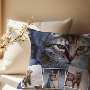 Pet Cat Memorial 4 Bild Collage & Quote Kudde