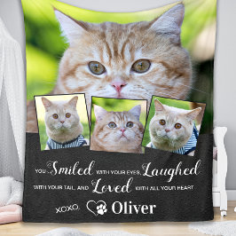 Pet Cat Memorial Memory Personlig 4 Photo Fleecefilt