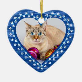 Pet Cat Memorial Tass avtryck Heart Photo jul Julgransprydnad Keramik