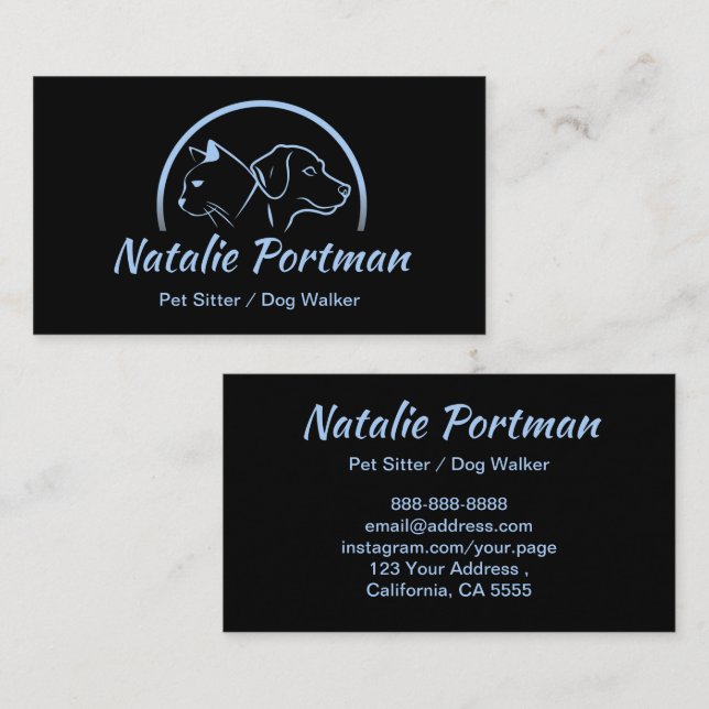 Pet Cat och Hund personalize Namn Visitkort (Fram/baksida)