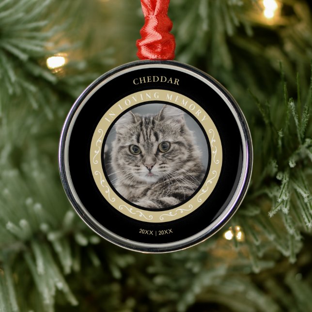 Pet Cat Photo Ornamental Rememsing Loved One Julgransprydnad Metall (Träd)