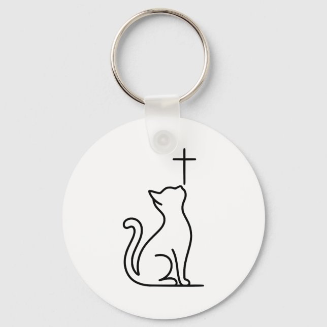 Pet Cats Love Jesus Be Happy Savior  Nyckelring (Framsida)