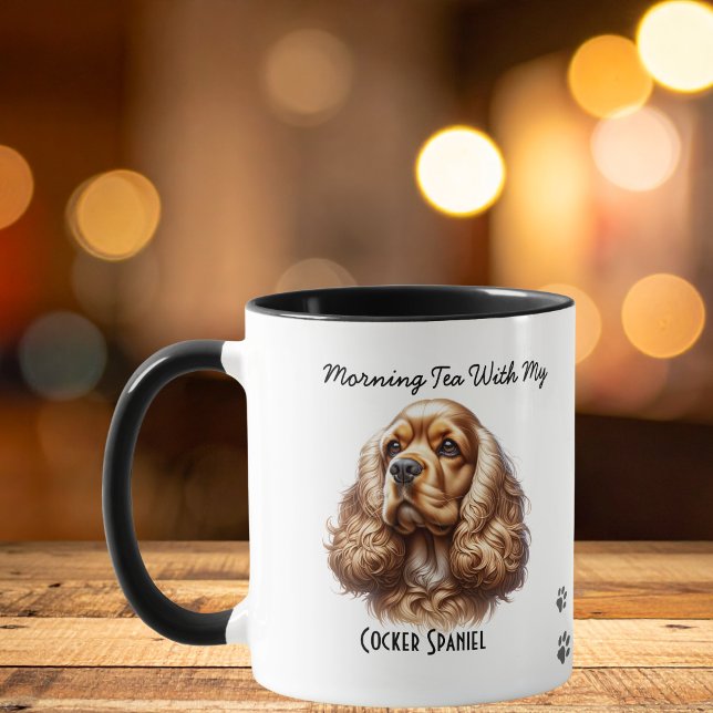  Pet Cocker Spaniel Paws Brown Personalize Mugg (Personalize this fun Cocker Spaniel Mug, add your pets photo and name in the center of mug)
