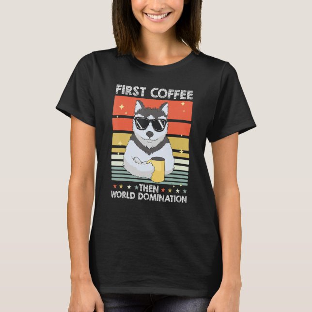 Pet Coffee   Dog Breed Siberian Husky T Shirt (Framsida)
