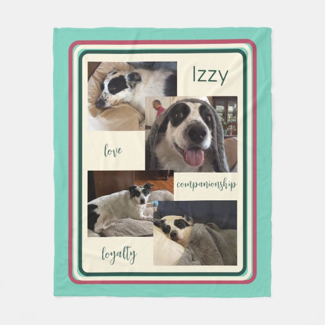 Pet Collage Photo Modern Fleece Blanket (Framsidan)