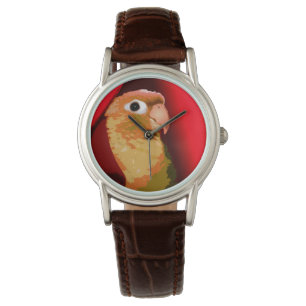 Pet Conure Parrot Grönt Cheek Bird Pop Stil Red Armbandsur