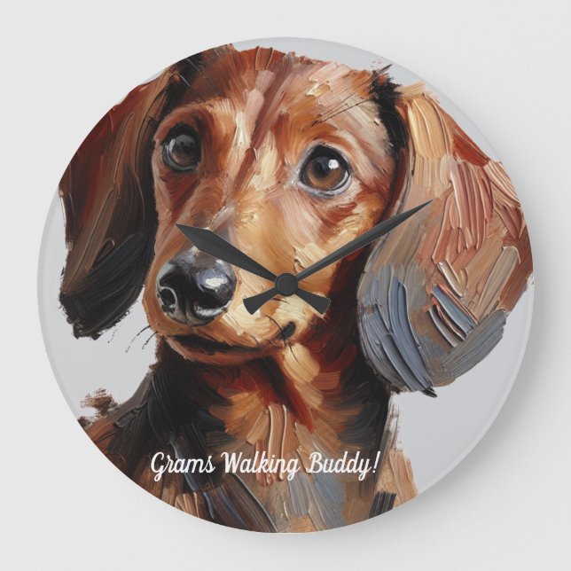 Pet Dachshund Analize Wall Clock Stor Klocka (Framsida)
