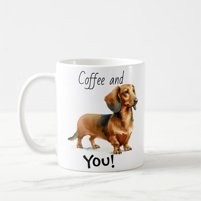  Pet  Dachshund BROWNS Cofffee Personalize Kaffemugg (Vänster)