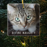 Pet Define Naughty | Foto Julgran Julgransprydnad Keramik<br><div class="desc">Fånga helgdag med denna unika, personlig Julgran-ornament! Om du visar två av dina favoritfoton är den här knapphändiga prydnadsförevändningen säker för både barn och vuxnor. Texten lyder "Define Naughty", anpassad med ditt husdjurs namn och året. Ett perfekt sätt att minnas en speciell jul i åratal till kom! *designtips - skörd...</div>