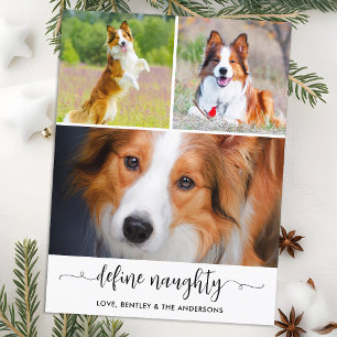 Pet Define Naughty Hund Photo Collage jul Helg Vykort