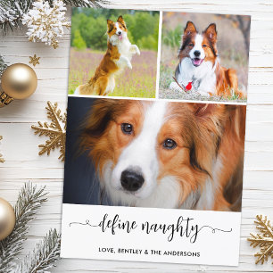 Pet Define Naughty Hund Photo Collage jul Julkort