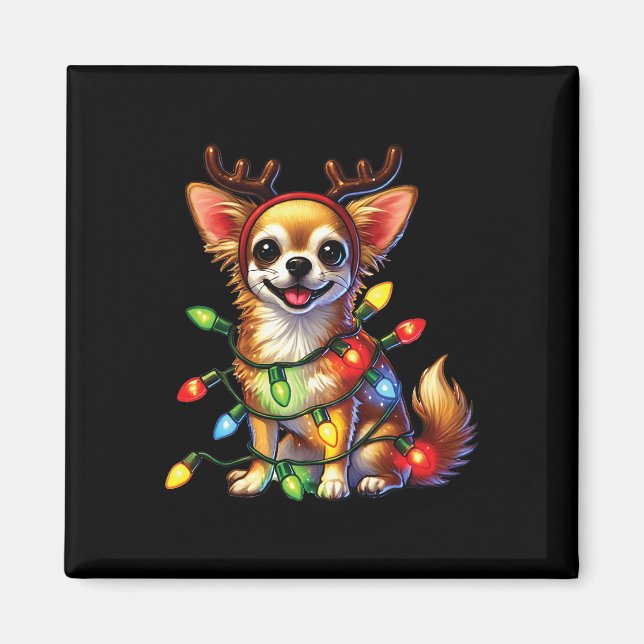 Pet Djur älskare Chihuahua Hundar Reindeer Christm Magnet (Framsidan)