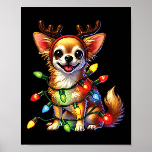Pet Djur älskare Chihuahua Hundar Reindeer Christm Poster