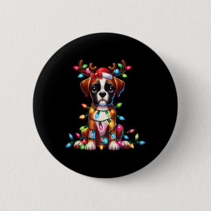 Pet Djur älskare Cute Boxer Hund Reindeer Antlers Knapp