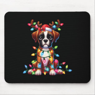 Pet Djur älskare Cute Boxer Hund Reindeer Antlers Musmatta