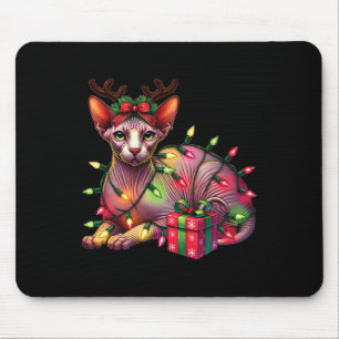 Pet Djur älskare Cute Sphynx Cat Reindeer Antlers Musmatta