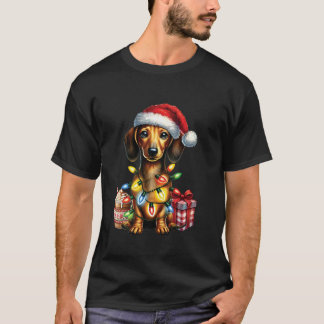 Pet Djur älskare Dachshund Hund Santa Hat Christma T Shirt