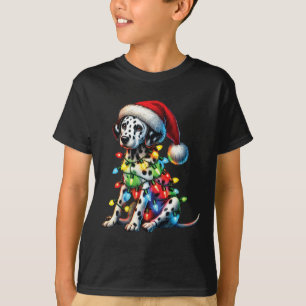 Pet Djur älskare Dalmatian Hund Santa Hat Christma T Shirt